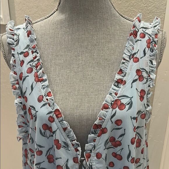 Cherry Print Ruffle Trim Top - Picture 1 of 10